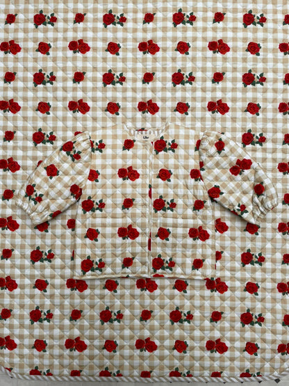 Flower Check Printed Jacket