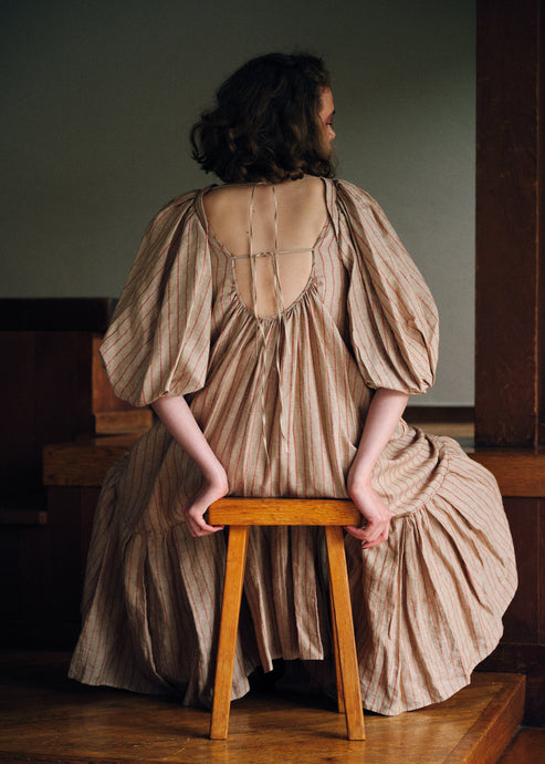 Puff Sleeve Back Open Dress