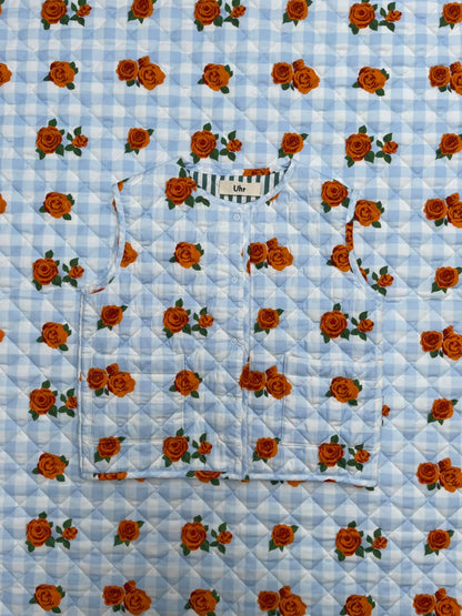 Flower Check Printed Vest