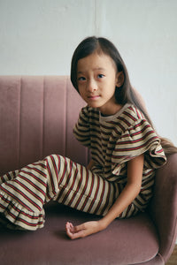 Multi Stripes Frill Sleeve Tee