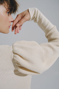 Puff Shoulder Waffle Dress