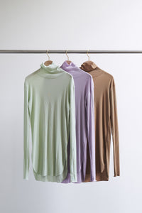 Rib High-neck Long Tee