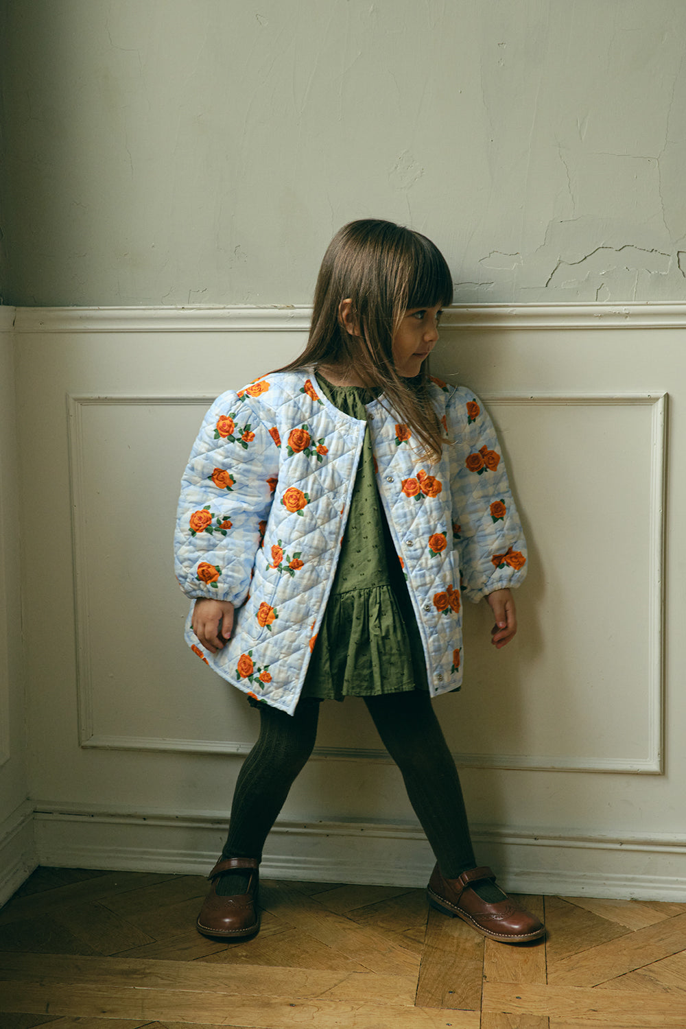 Flower Check Printed Jacket
