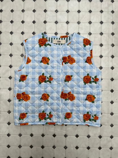 Flower Check Printed Vest