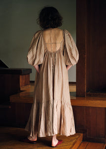 Puff Sleeve Back Open Dress