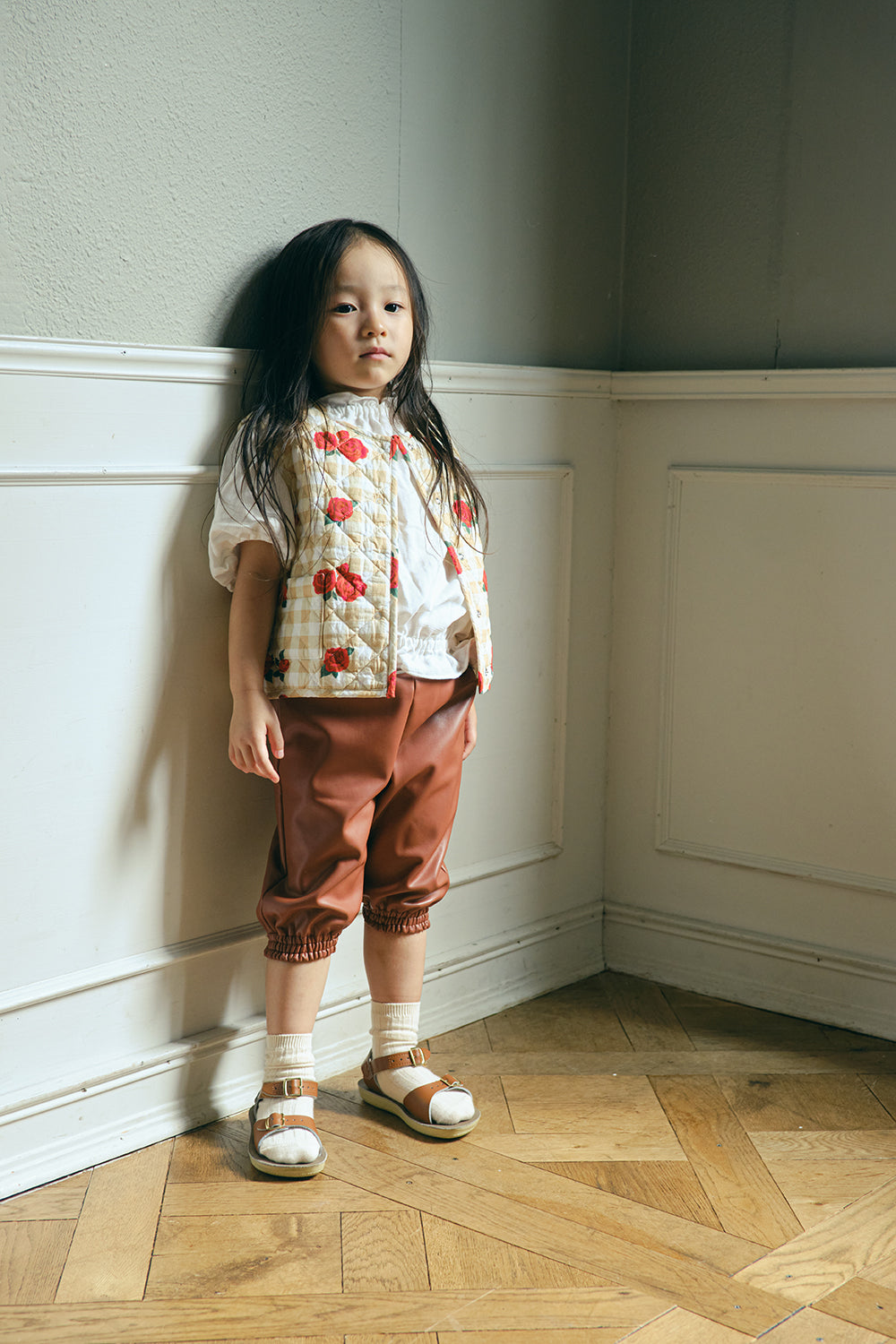 Flower Check Printed Vest