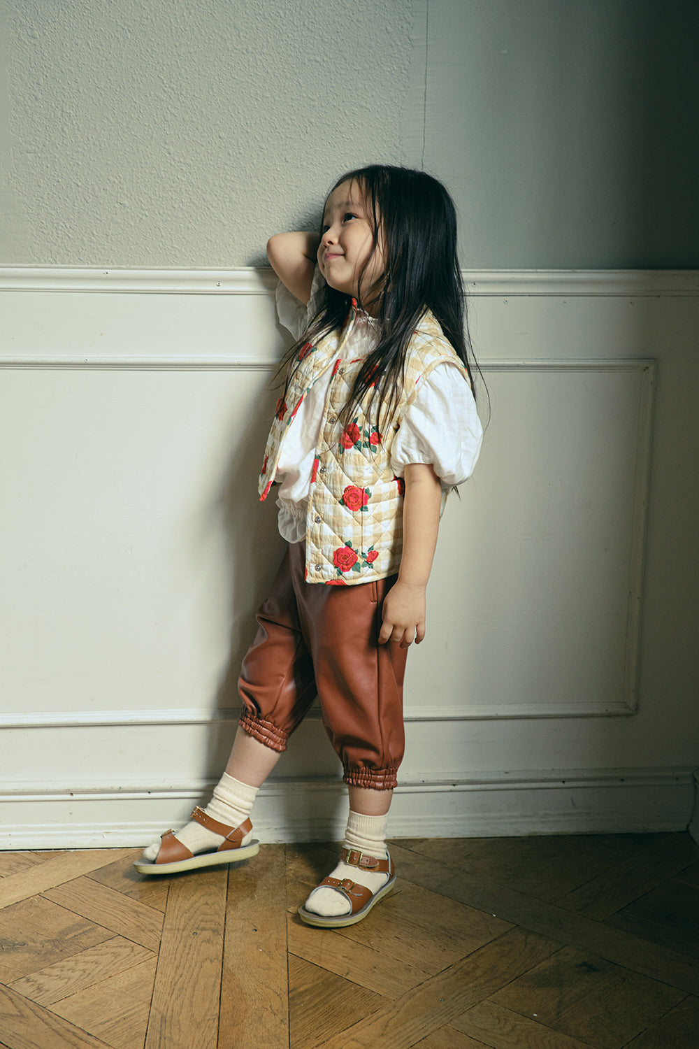 Flower Check Printed Vest