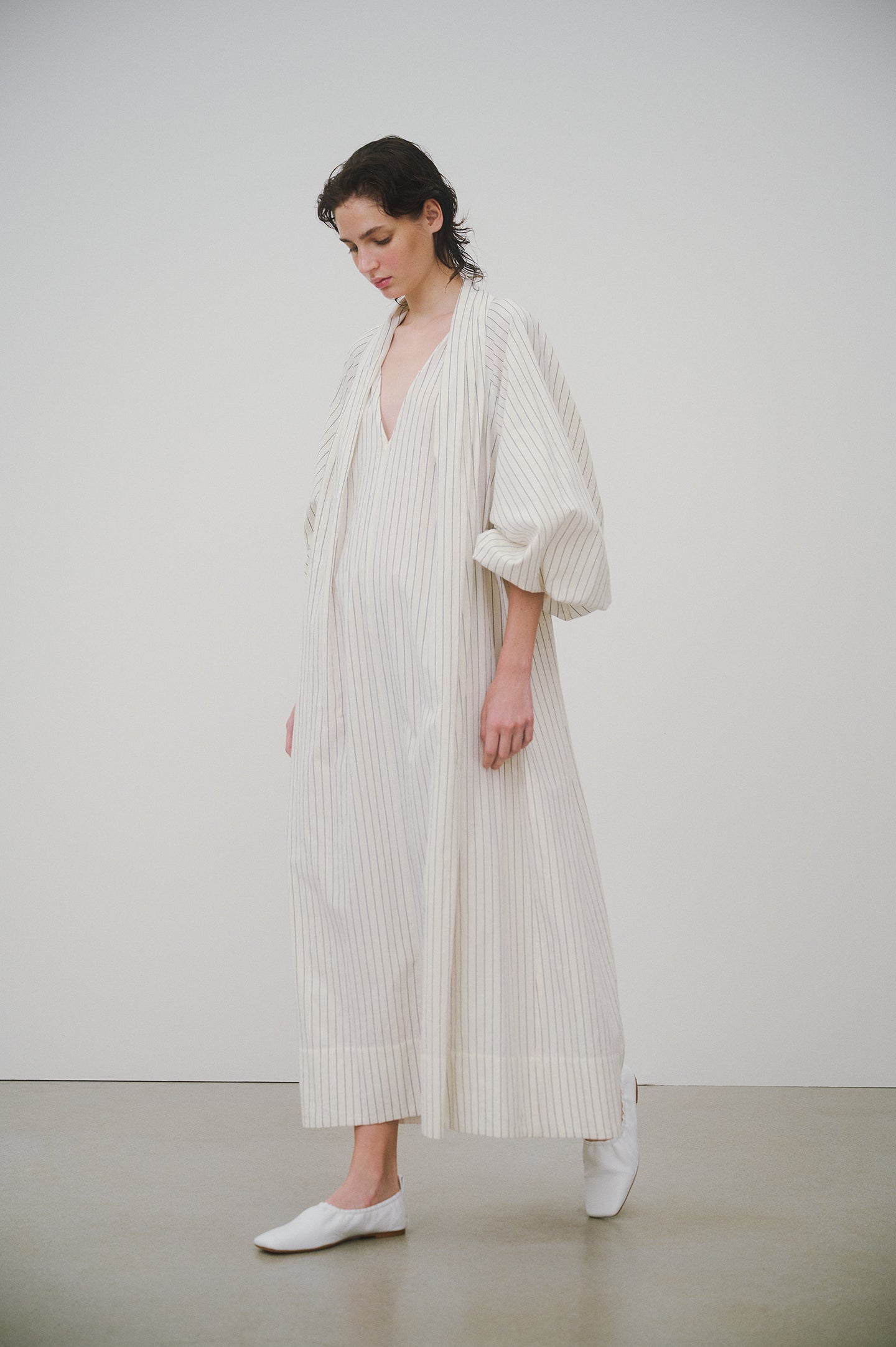 Shoulder Tuck Long Dress